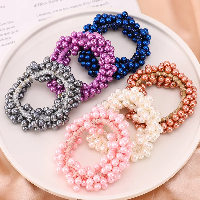 Woman Elegant Pearl Hair Ties  - Silicone Band Women 리뷰 및 가격