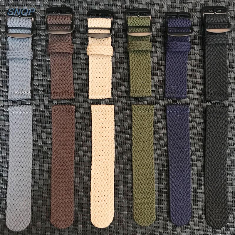20mm 22mm Black Navy solid col - Perlon Strap Woven 리뷰 및 가격