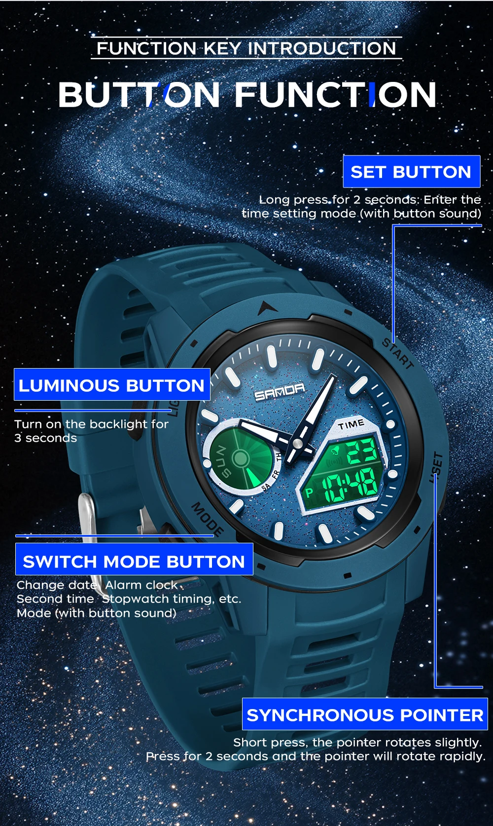 SANDA new men's fluorescent wa - Rubber Strap Diver 리뷰 및 가격