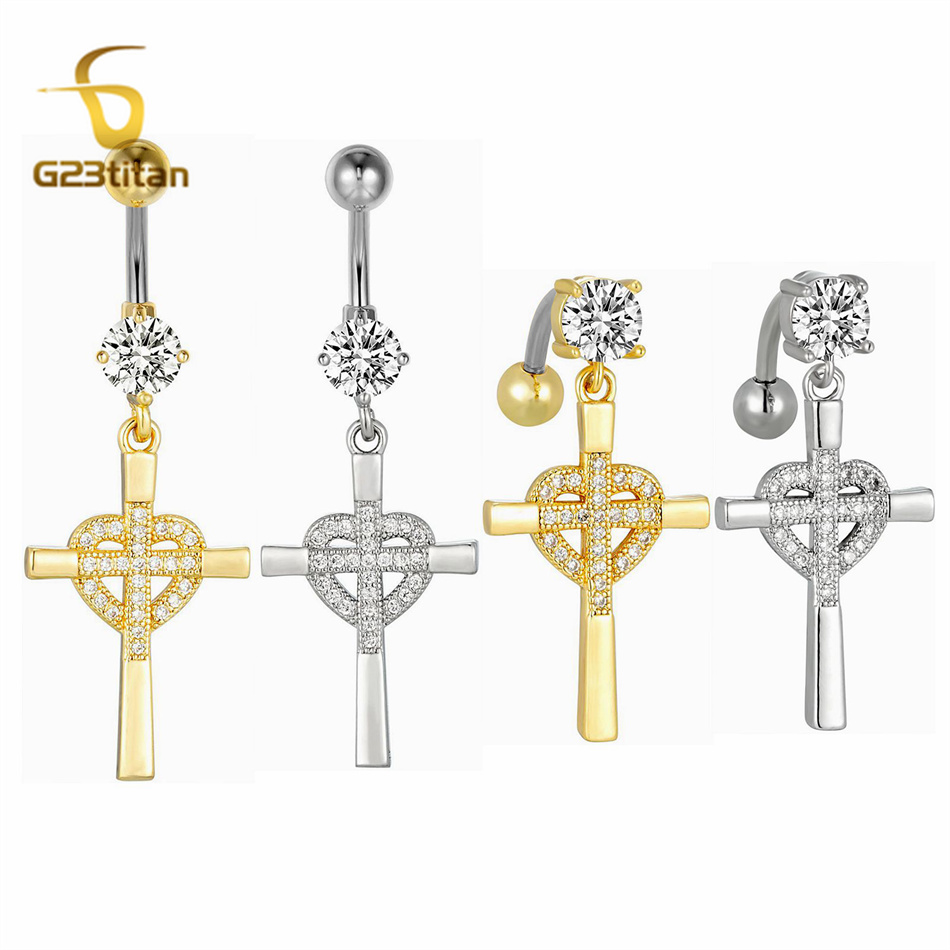 CZ Heart Cross Zircon Dangled  - Curved Spring Bar 리뷰 및 가격