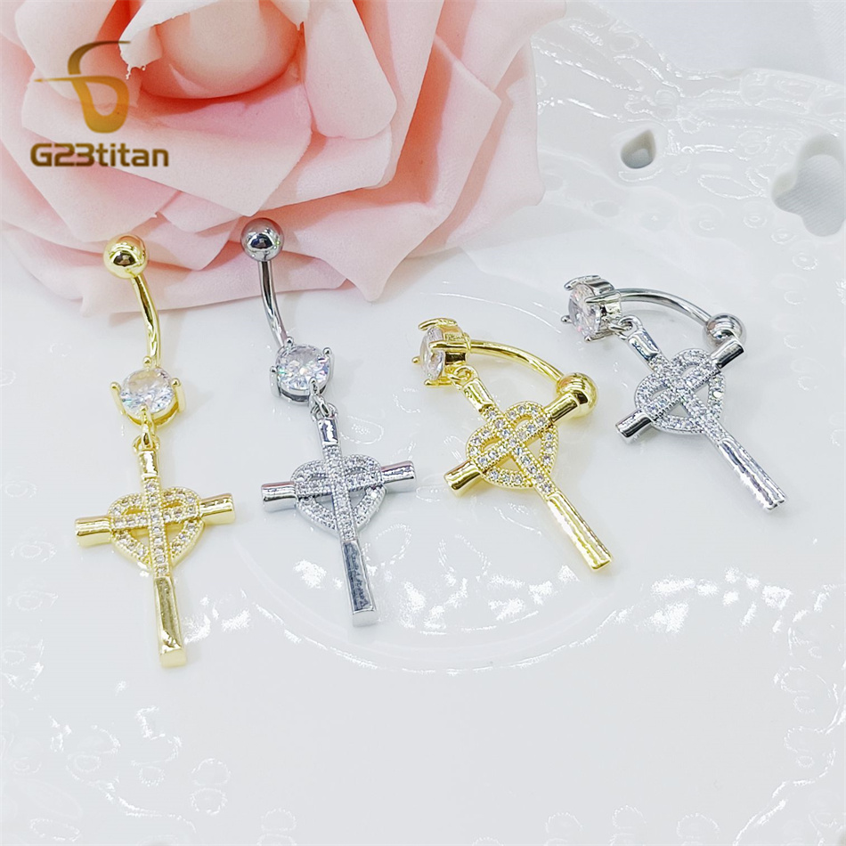 CZ Heart Cross Zircon Dangled  - Curved Spring Bar 리뷰 및 가격