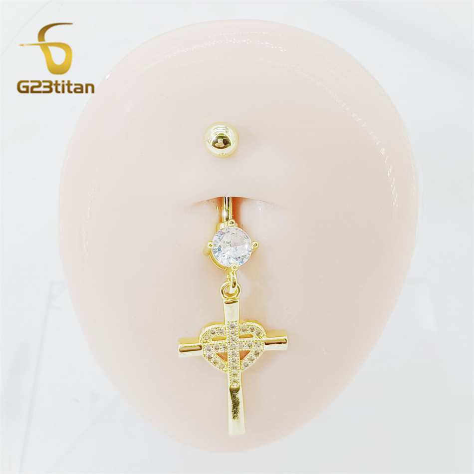 CZ Heart Cross Zircon Dangled  - Curved Spring Bar 리뷰 및 가격