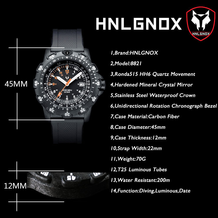 Hnlgnox Mens Pilot Watches Spo - Rubber Strap Diver 리뷰 및 가격