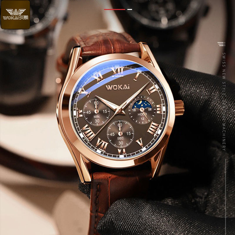 WOKAI Fashion Casual Business  - Leather Watch Band Men 리뷰 및 가격