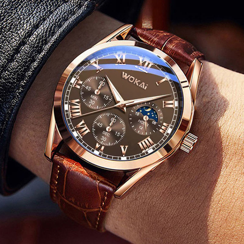 WOKAI Fashion Casual Business  - Leather Watch Band Men 리뷰 및 가격