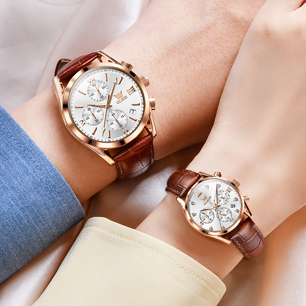 OLEVS Couple Watch for Men Wom - Leather Watch Band Men 리뷰 및 가격