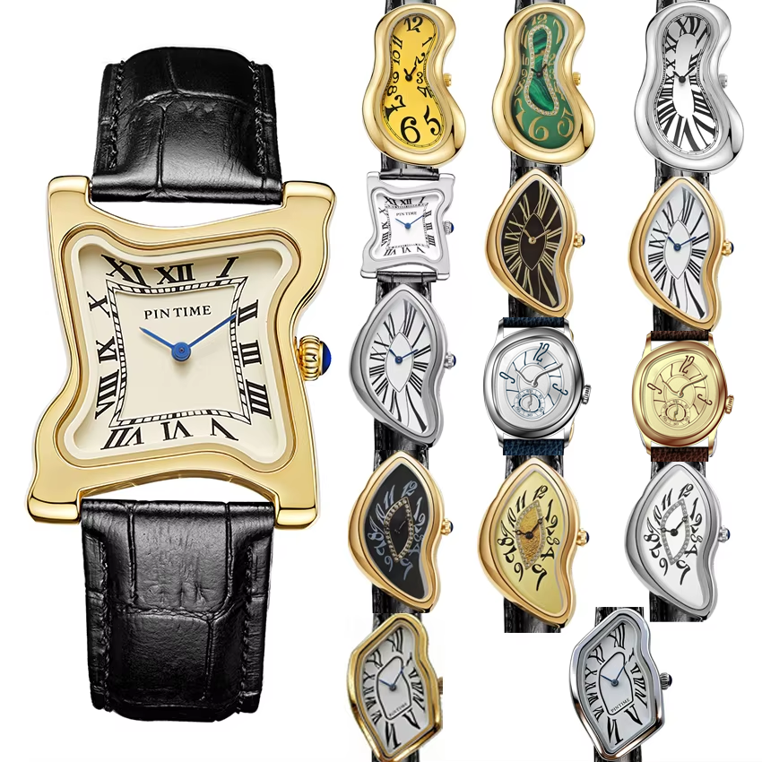 Surrealist Art Melting Clock W - Leather Watch Band Men 리뷰 및 가격