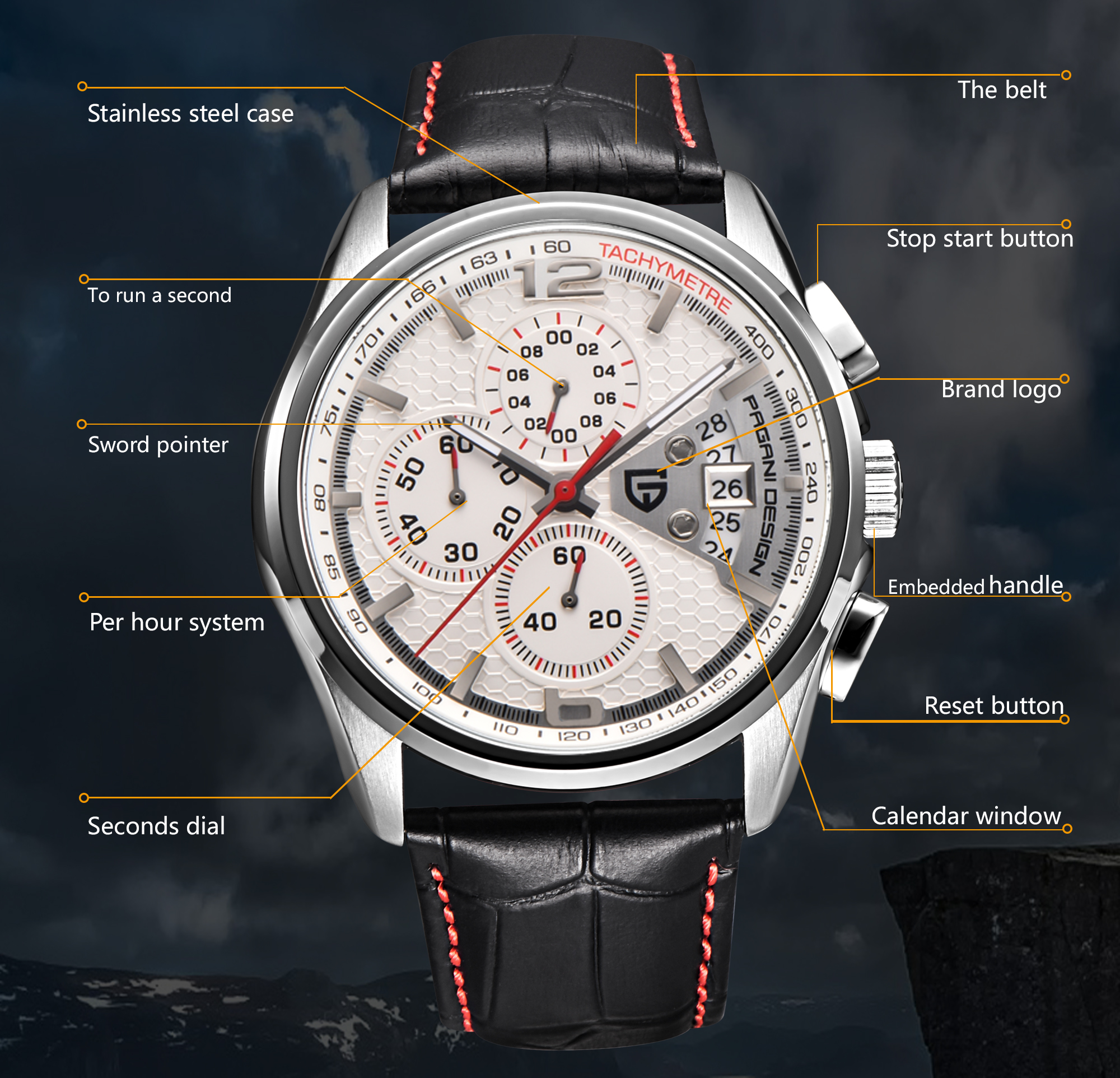 Pagani PD3306 Mens Quartz Watc - Leather Watch Band Men 리뷰 및 가격