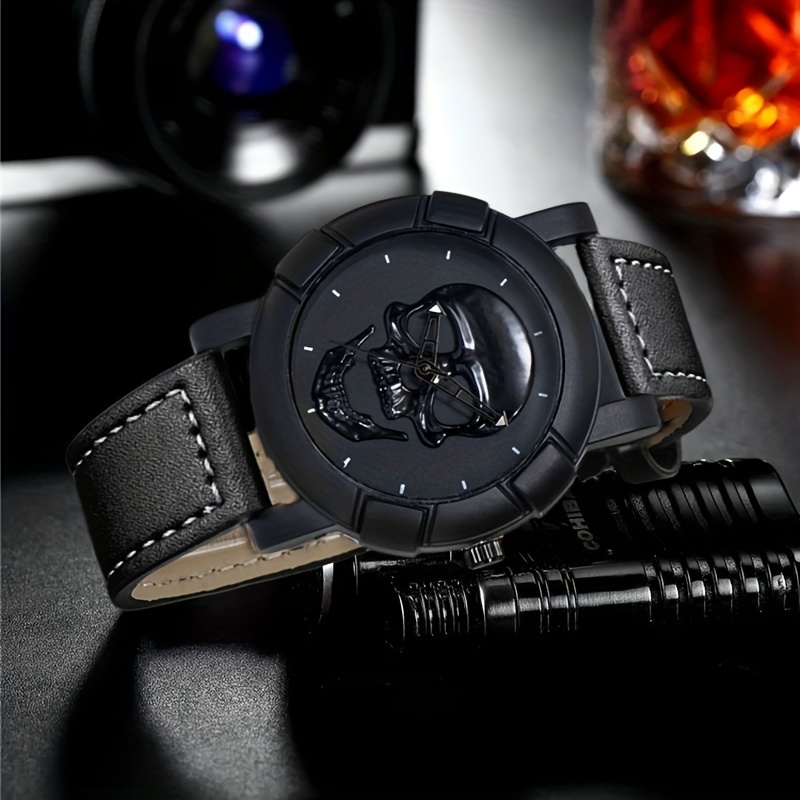Skull Pattern Multi Display Po - Leather Watch Band Men 리뷰 및 가격