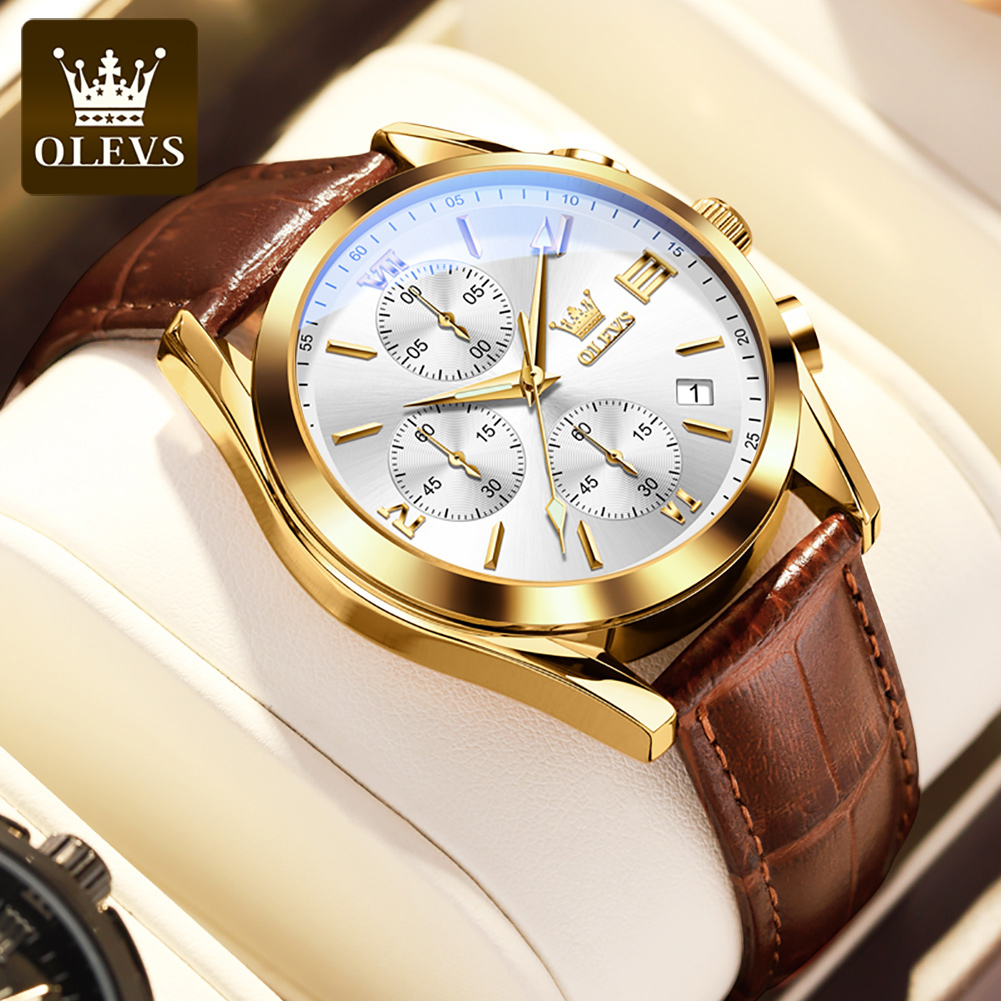 OLEVS 2872 Chronograph Men's W - Leather Watch Band Men 리뷰 및 가격