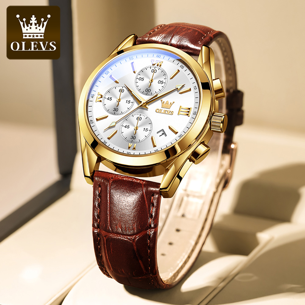 OLEVS 2872 Chronograph Men's W - Leather Watch Band Men 리뷰 및 가격