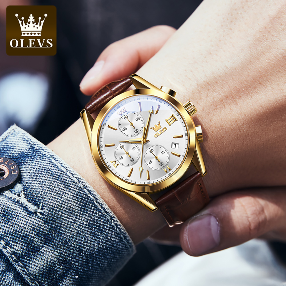OLEVS 2872 Chronograph Men's W - Leather Watch Band Men 리뷰 및 가격