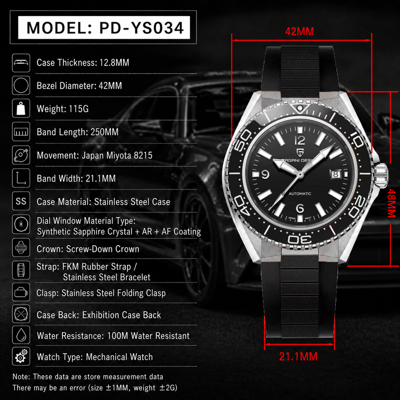 Pagani Design Luxury Men's Aut - Rubber Strap Diver 리뷰 및 가격