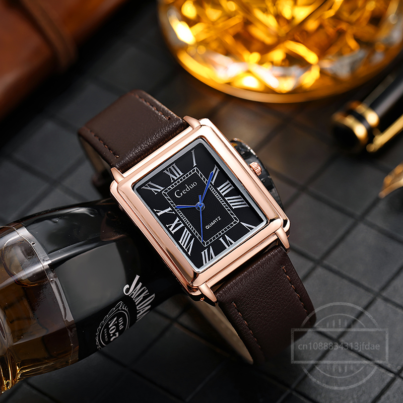 New Fashion Designer Rectangle - Leather Watch Band Men 리뷰 및 가격