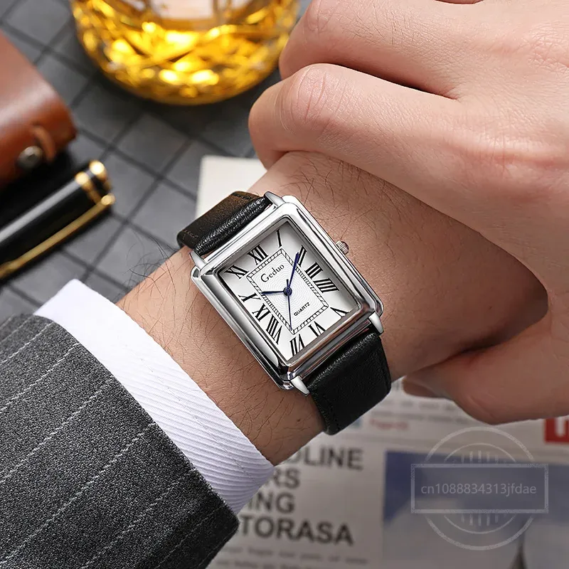 New Fashion Designer Rectangle - Leather Watch Band Men 리뷰 및 가격