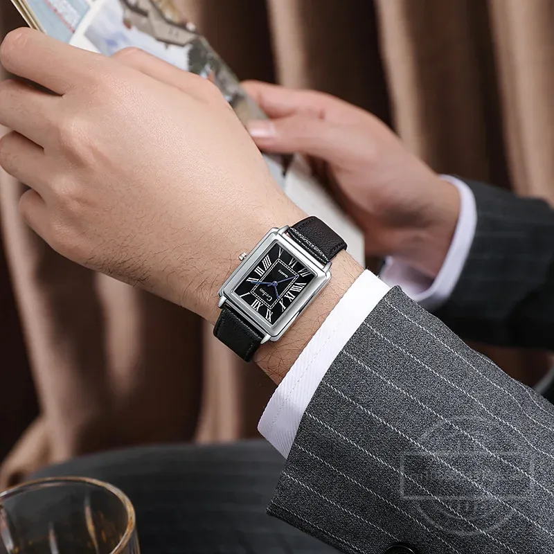 New Fashion Designer Rectangle - Leather Watch Band Men 리뷰 및 가격