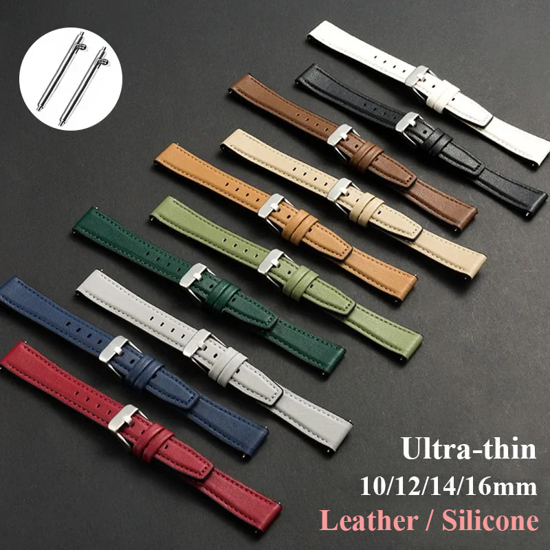 Ultra-thin Leather Watch Band  - Leather Strap Quick Release 리뷰 및 가격
