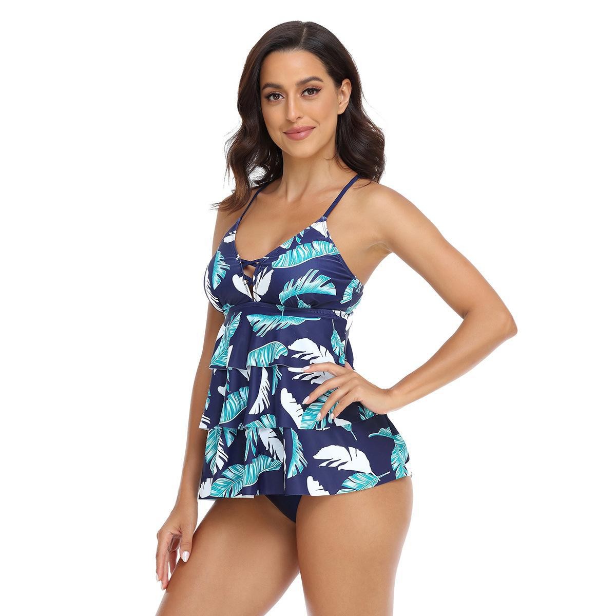 Woman Tankini Tropical Leaf Pr - Tropic Strap Vintage 리뷰 및 가격