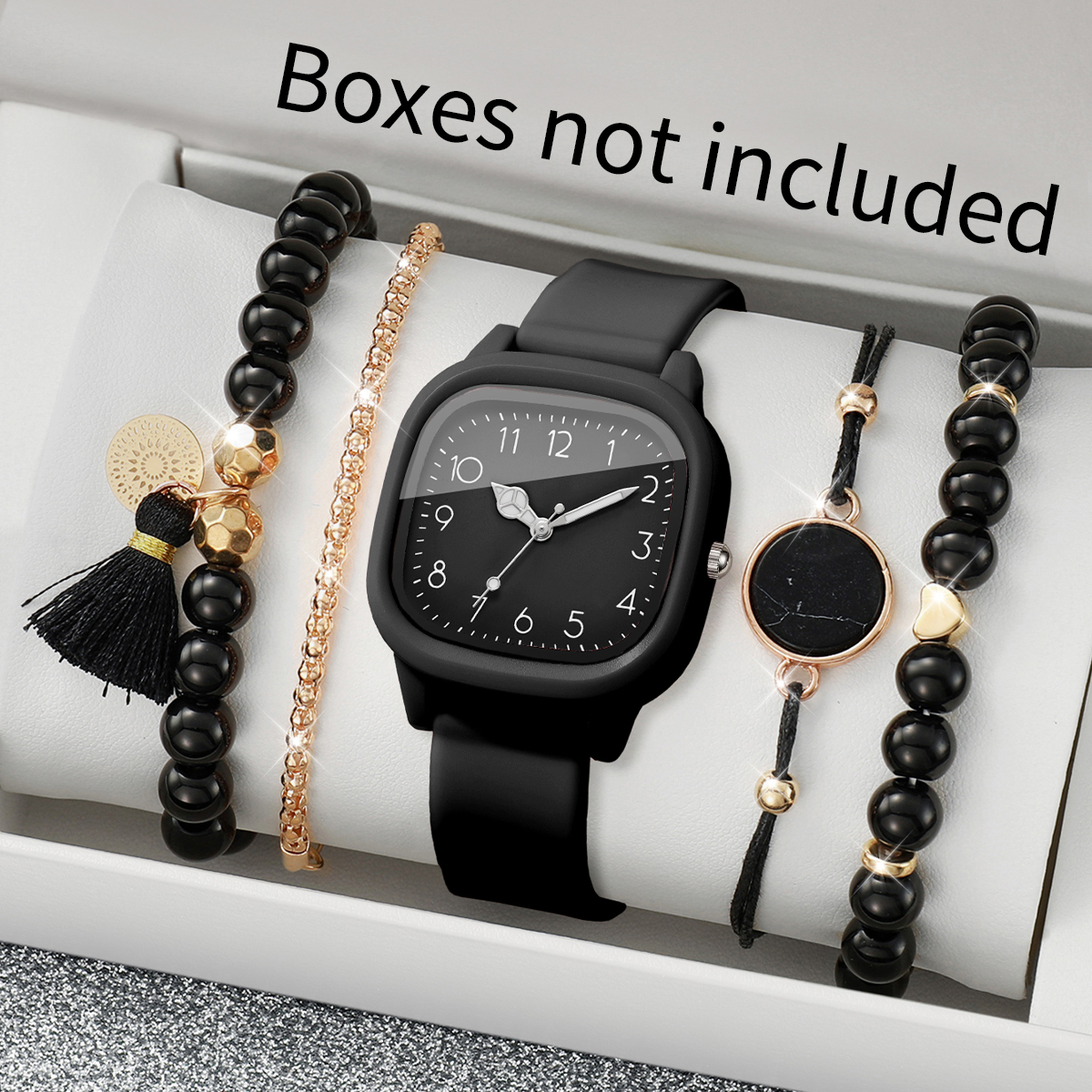 5PCS Fashion Square Women Watc - Silicone Band Women 리뷰 및 가격