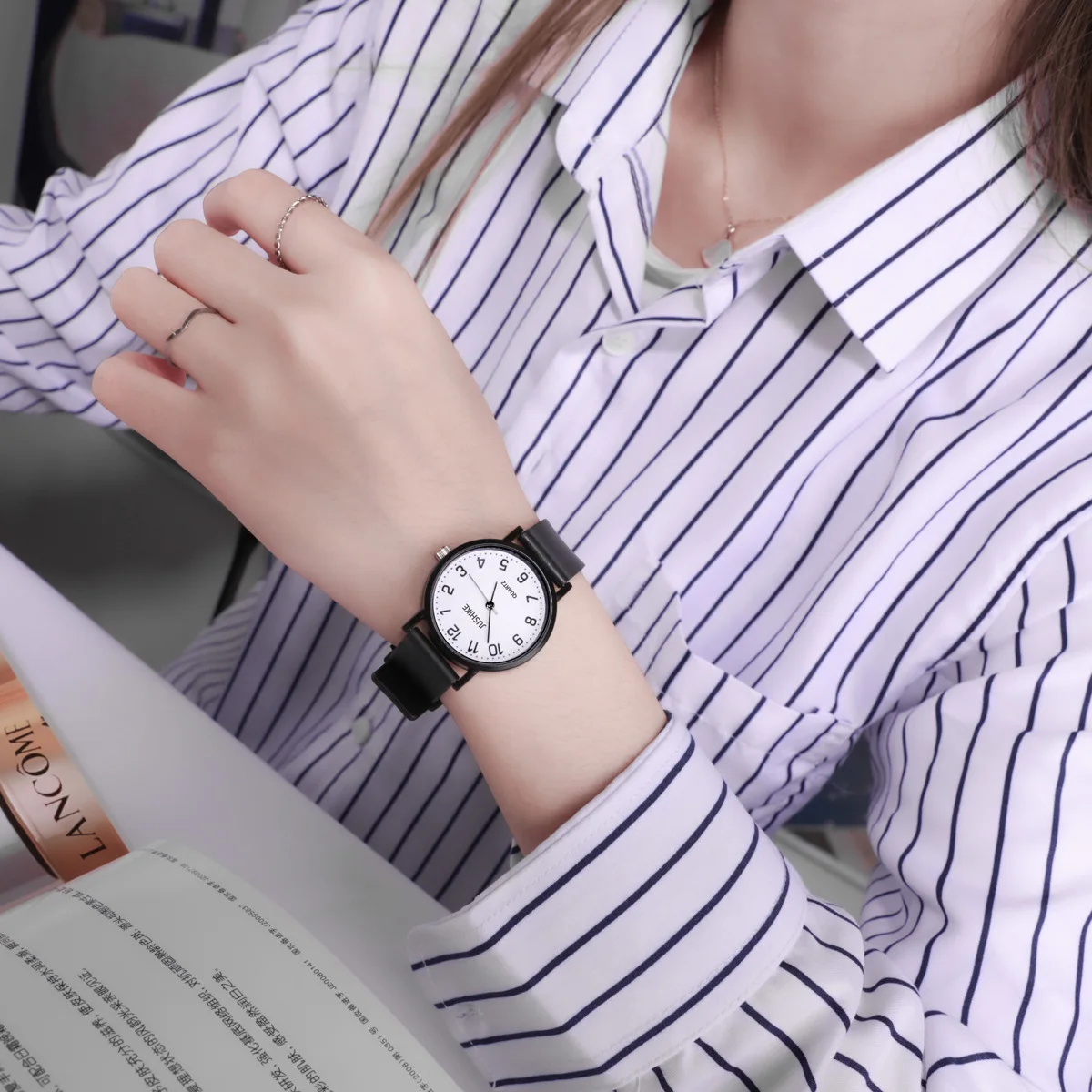 Simple Black Watch Quartz Watc - Silicone Band Women 리뷰 및 가격