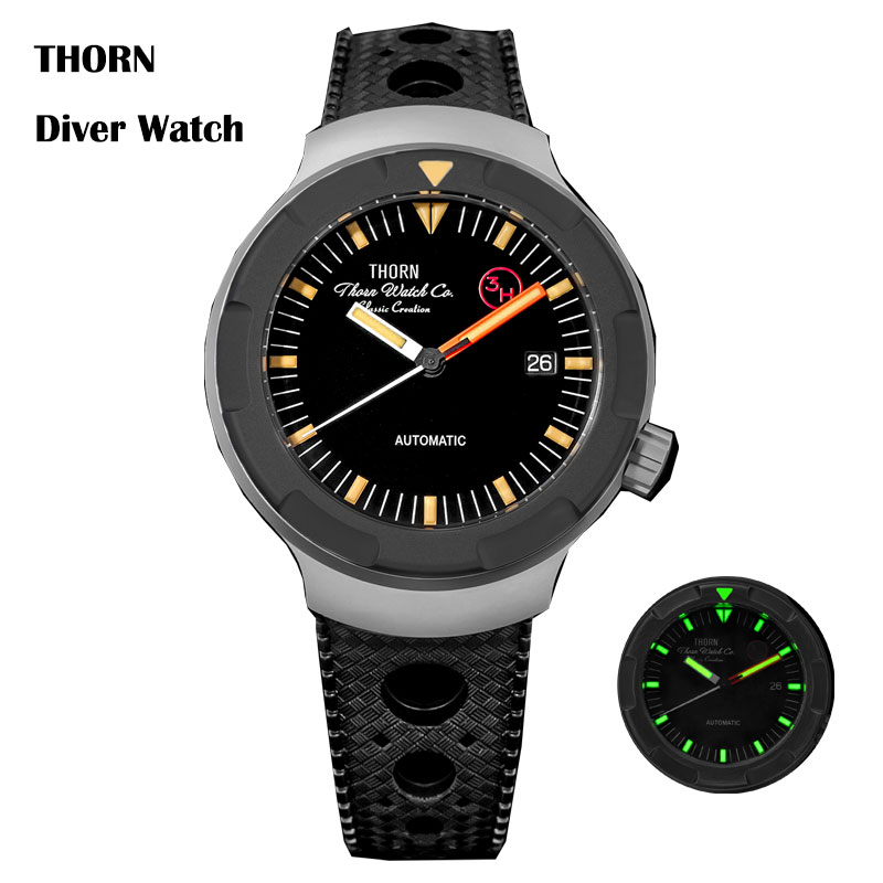 Thorn 42mm Men's Retro Titaniu - Rubber Strap Diver 리뷰 및 가격